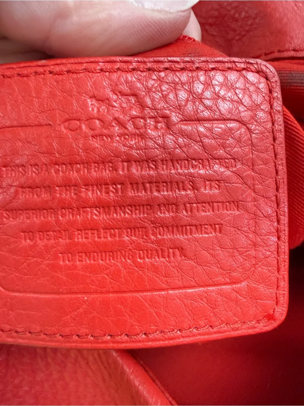 Coach Red Pebbled Leather Shoulder Tote with Gold Hardware
